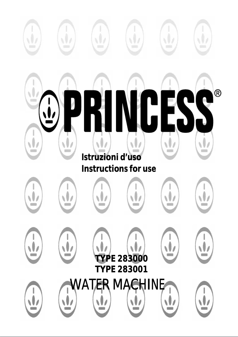Page 1 de la notice Manuel utilisateur Princess Water Machine Plus 283001