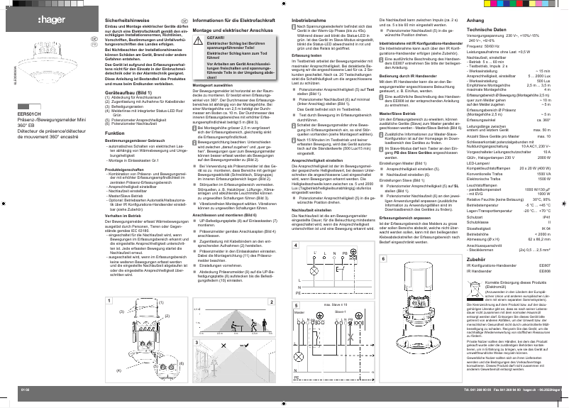 Page 1 de la notice Instructions / montage Hager EER501CH