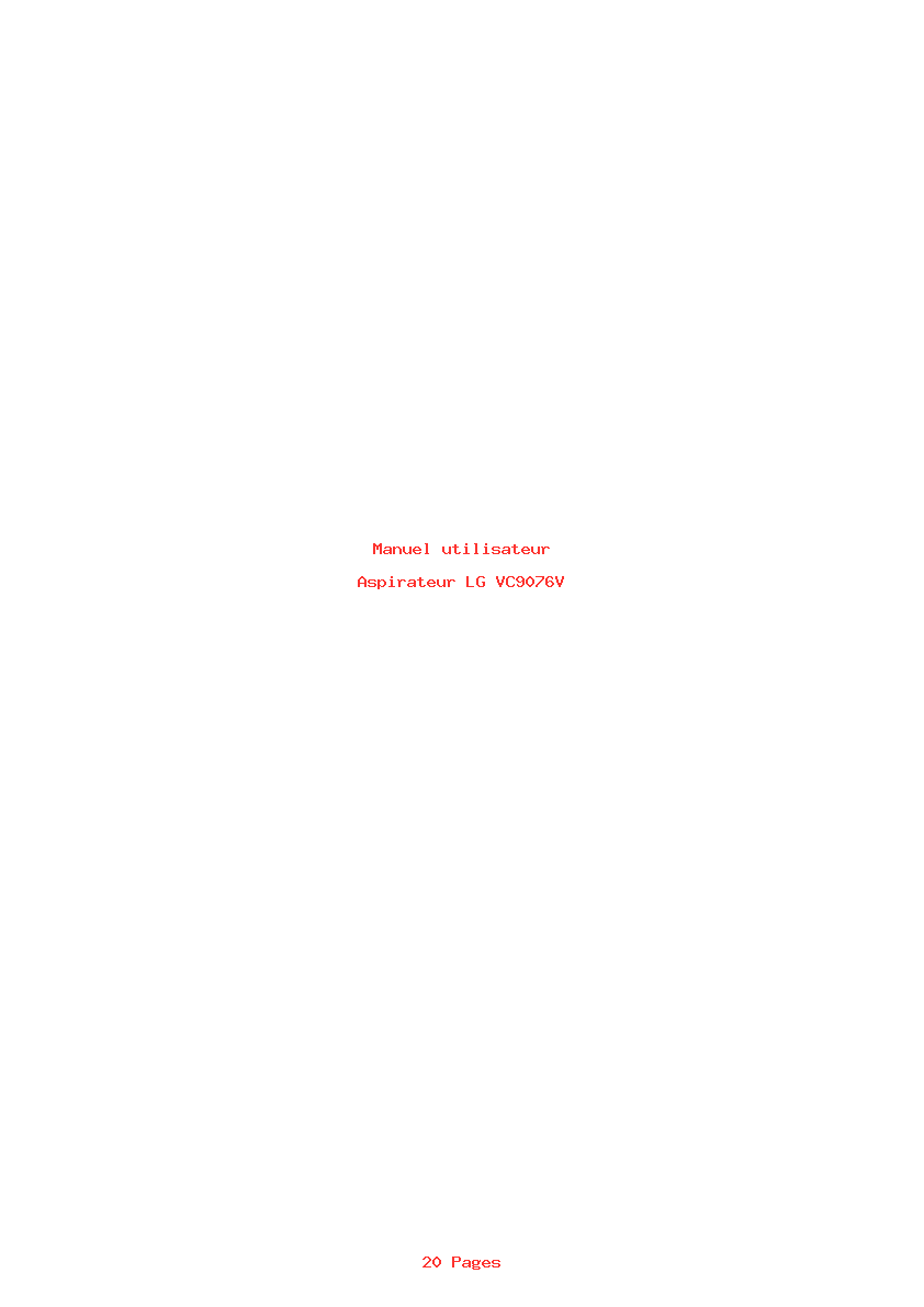 Page 1 de la notice Manuel utilisateur LG VC9076V