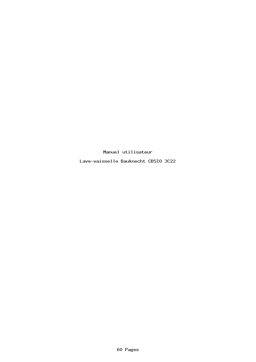 Page 1 de la notice Manuel utilisateur Bauknecht CBSIO 3C22