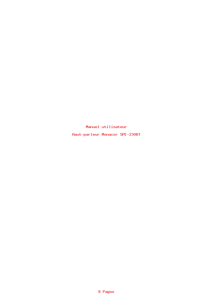 Page 1 de la notice Manuel utilisateur Monacor SPE-230BT