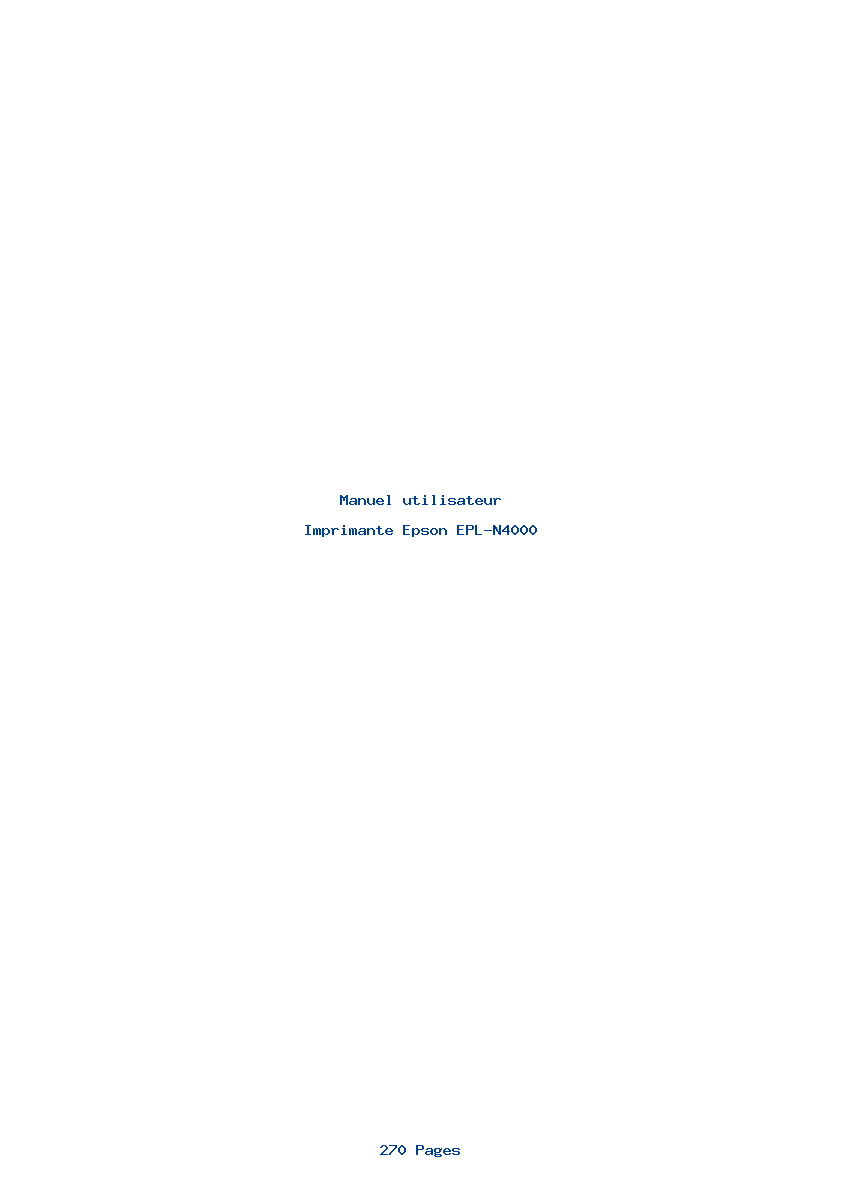 Page 1 de la notice Manuel utilisateur Epson EPL-N4000