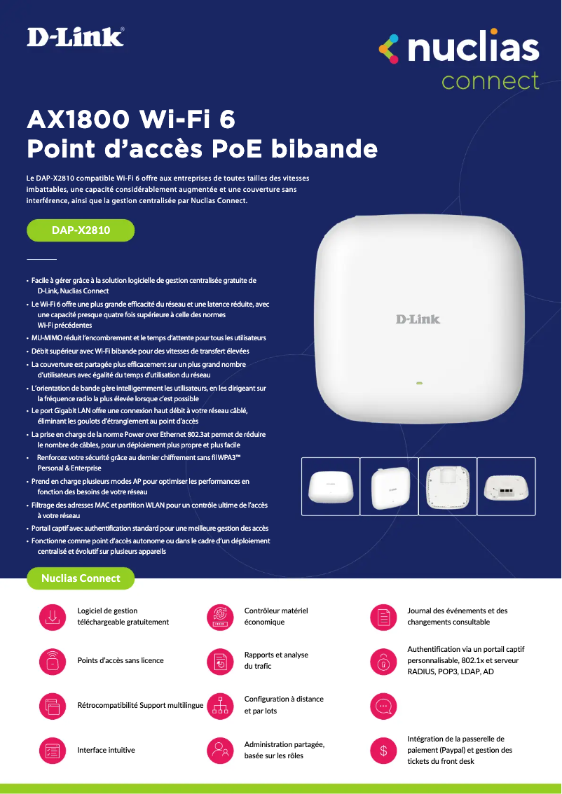 Page 1 of the manual Technical Sheet D-Link DAP-X2810