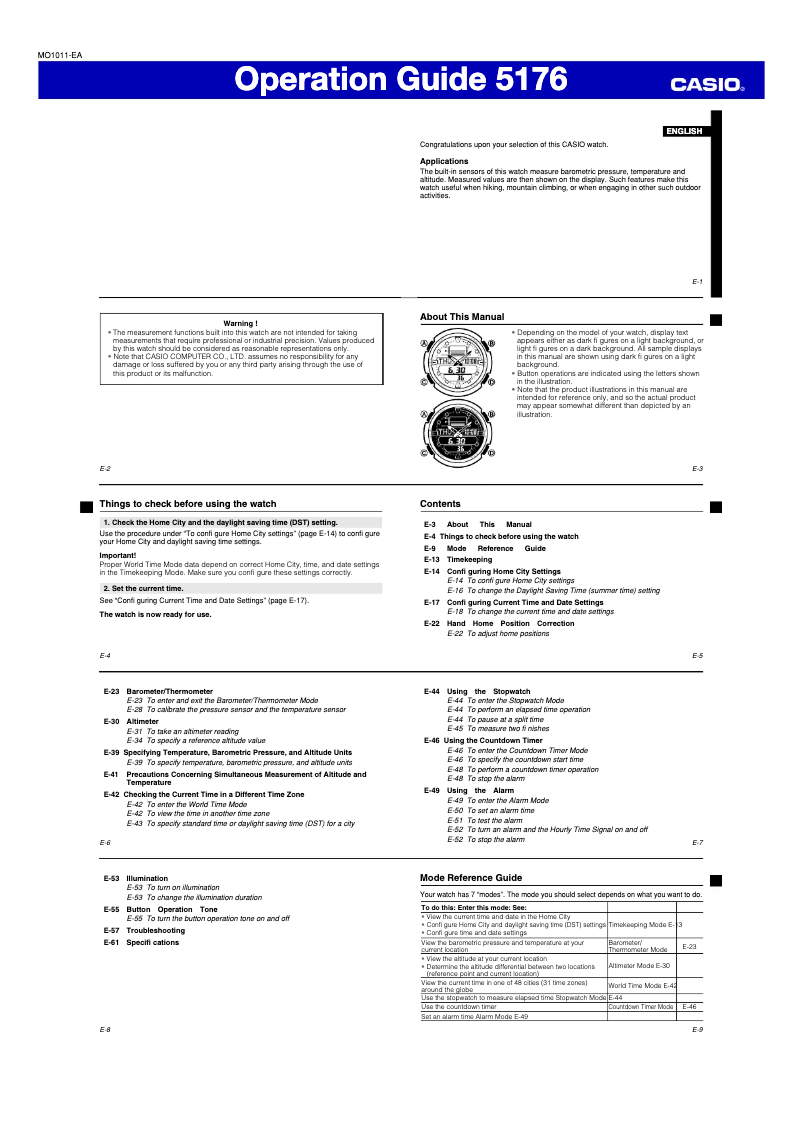 Page 1 de la notice Manuel utilisateur Casio SGW400HD-1BV