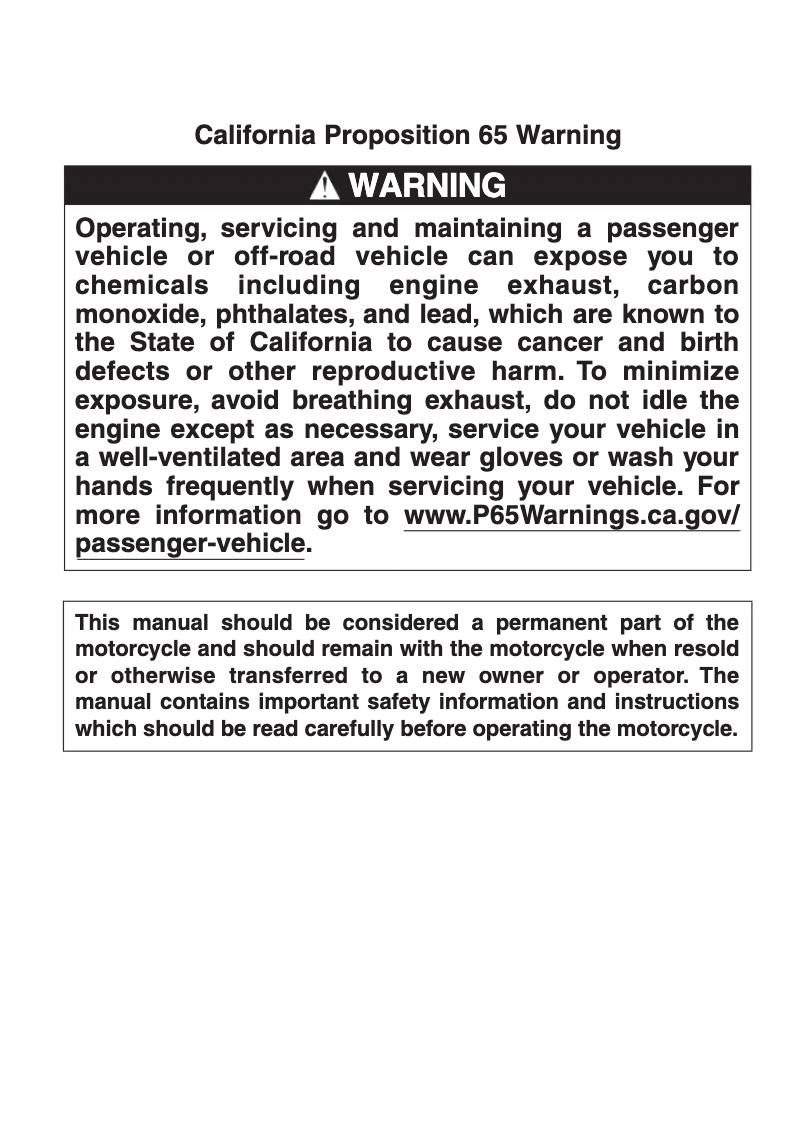 Page 1 of the manual User Manual Suzuki RMX450Z (2019)