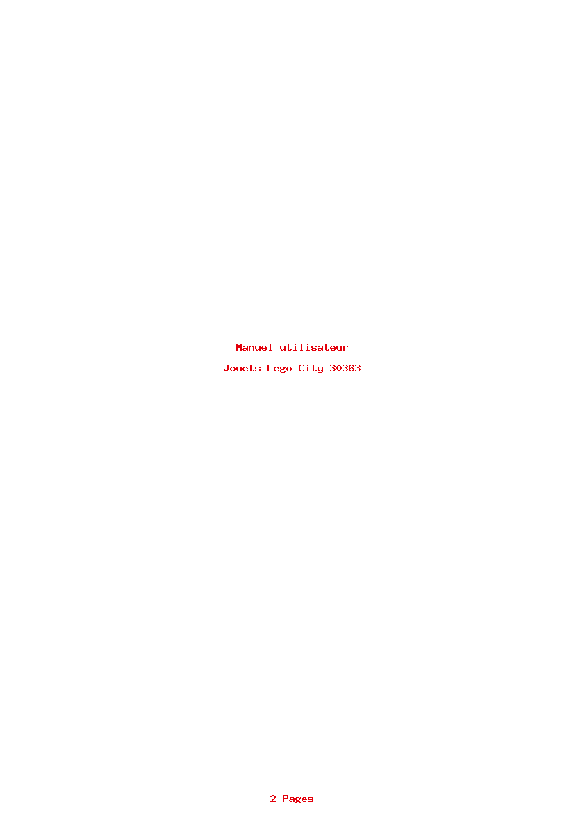 Page 1 de la notice Manuel utilisateur Lego City 30363