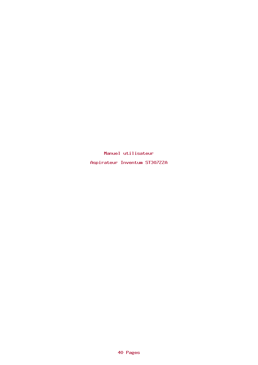 Page 1 de la notice Manuel utilisateur Inventum ST307ZZA
