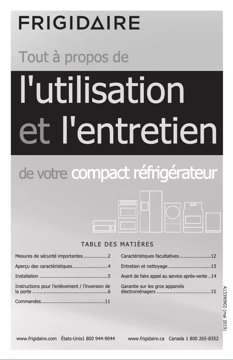 Page 1 de la notice Manuel utilisateur Frigidaire FFPE3322UM