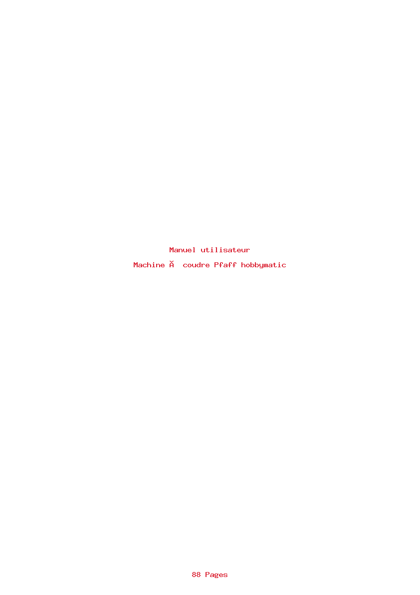 Page 1 de la notice Manuel utilisateur Pfaff hobbymatic