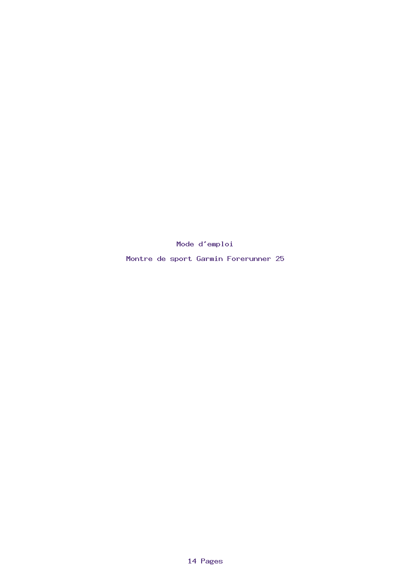 Page 1 de la notice Mode d'emploi Garmin Forerunner 25