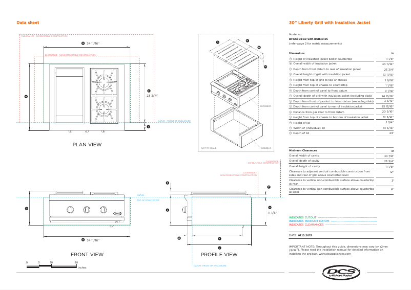Page 1 de la notice Fiche technique DCS BFGC30BGDL