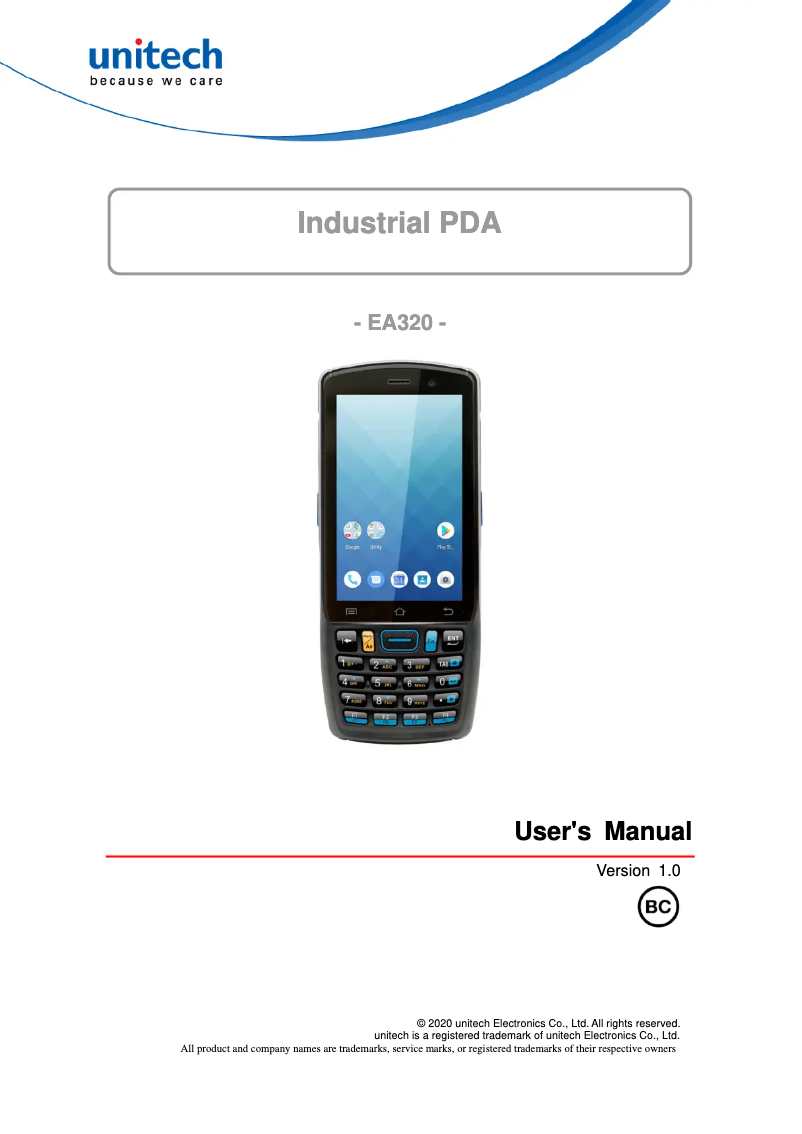 Page 1 de la notice Manuel utilisateur Unitech EA320