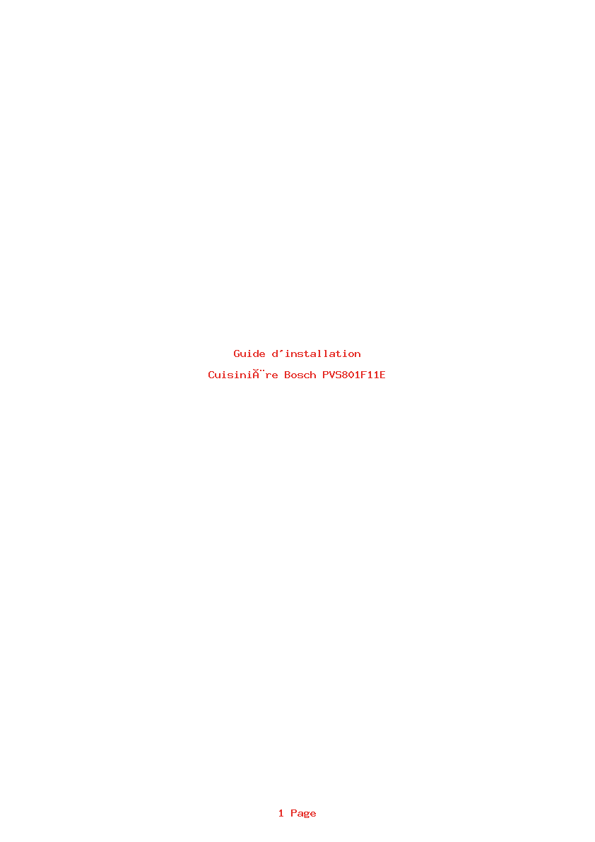 Page 1 de la notice Guide d'installation Bosch PVS801F11E