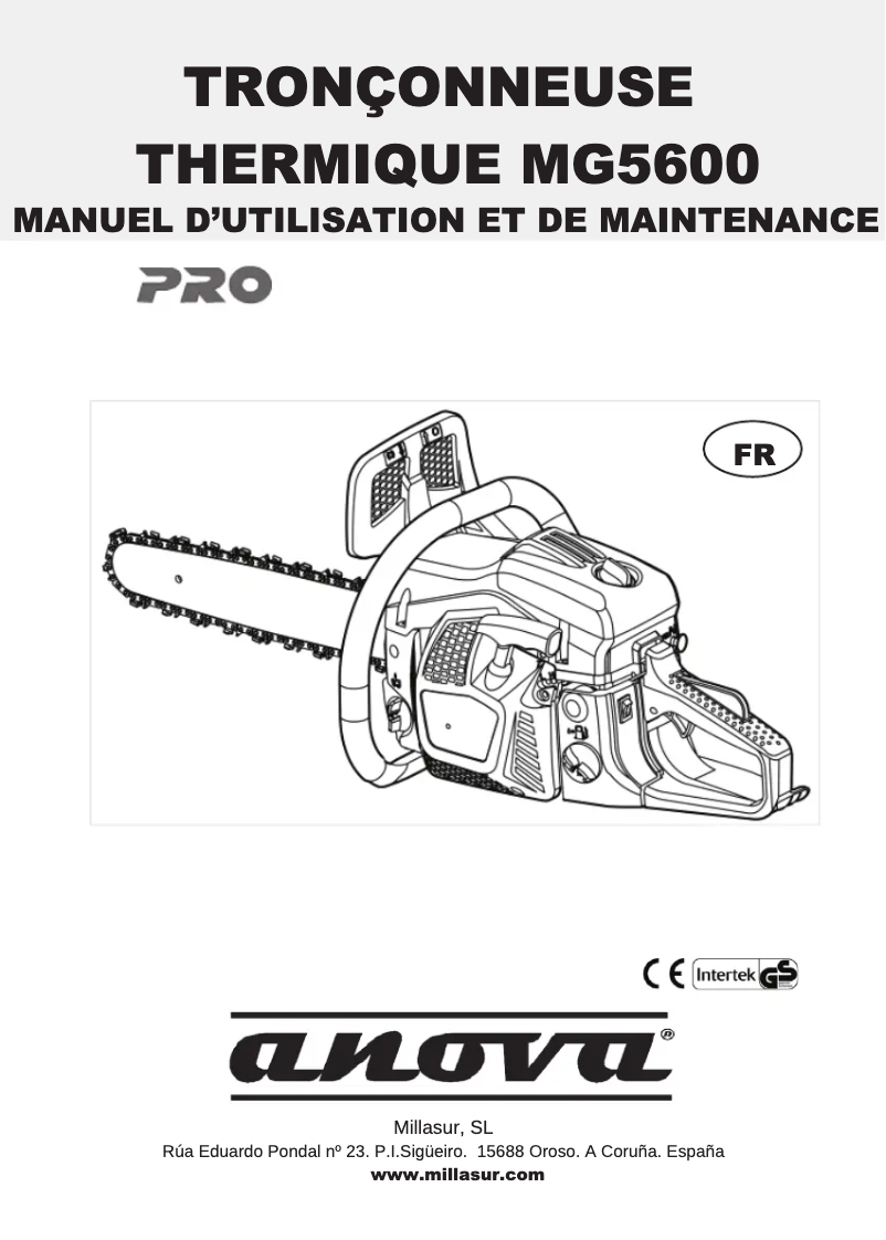 Page 1 de la notice Manuel utilisateur Anova MG5600
