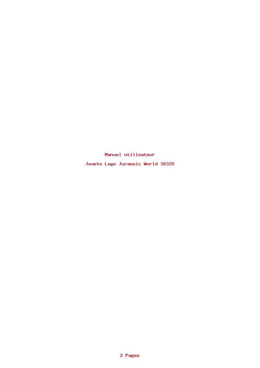 Page 1 de la notice Manuel utilisateur Lego Jurassic World 30320