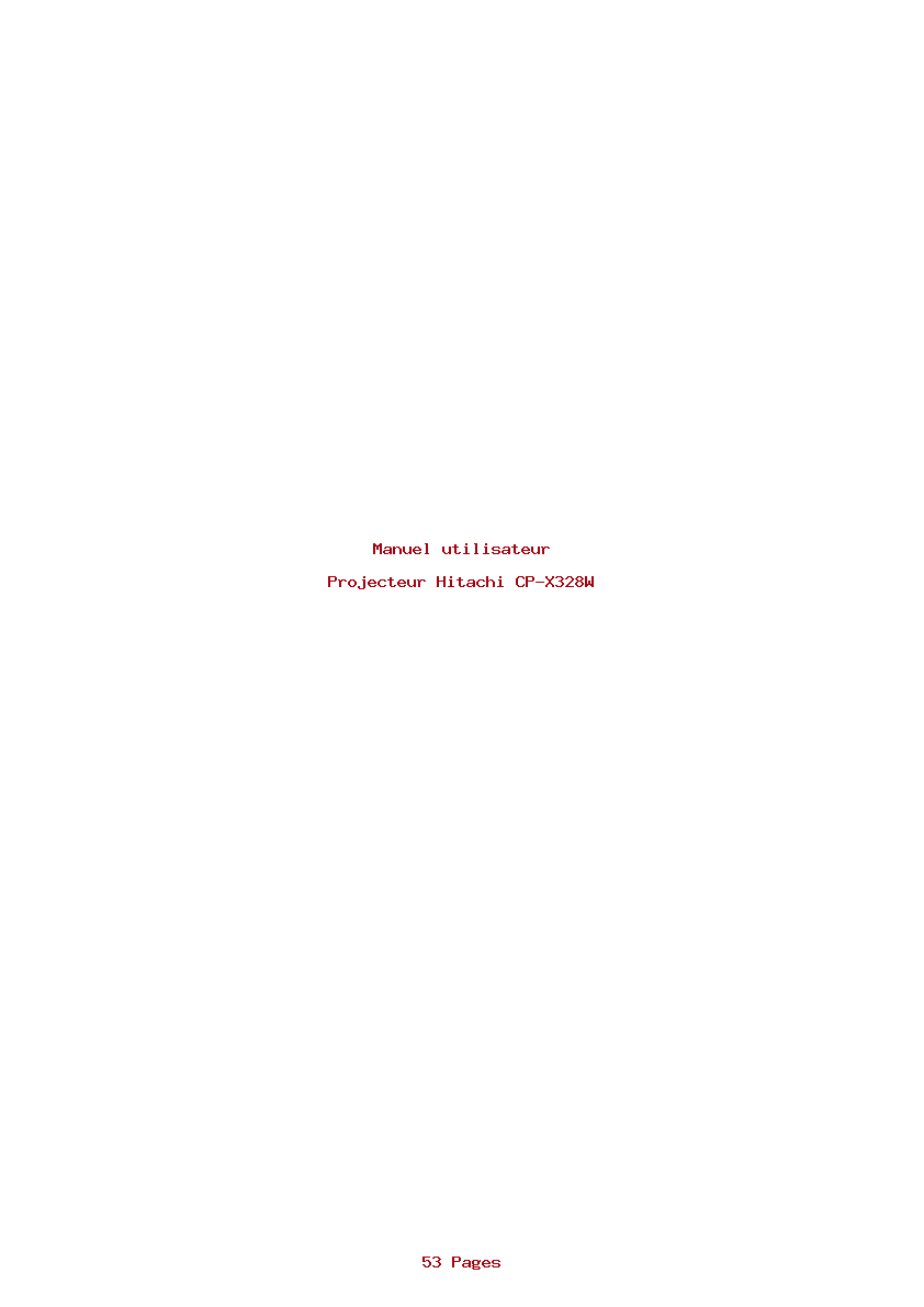 Page 1 de la notice Manuel utilisateur Hitachi CP-X328W