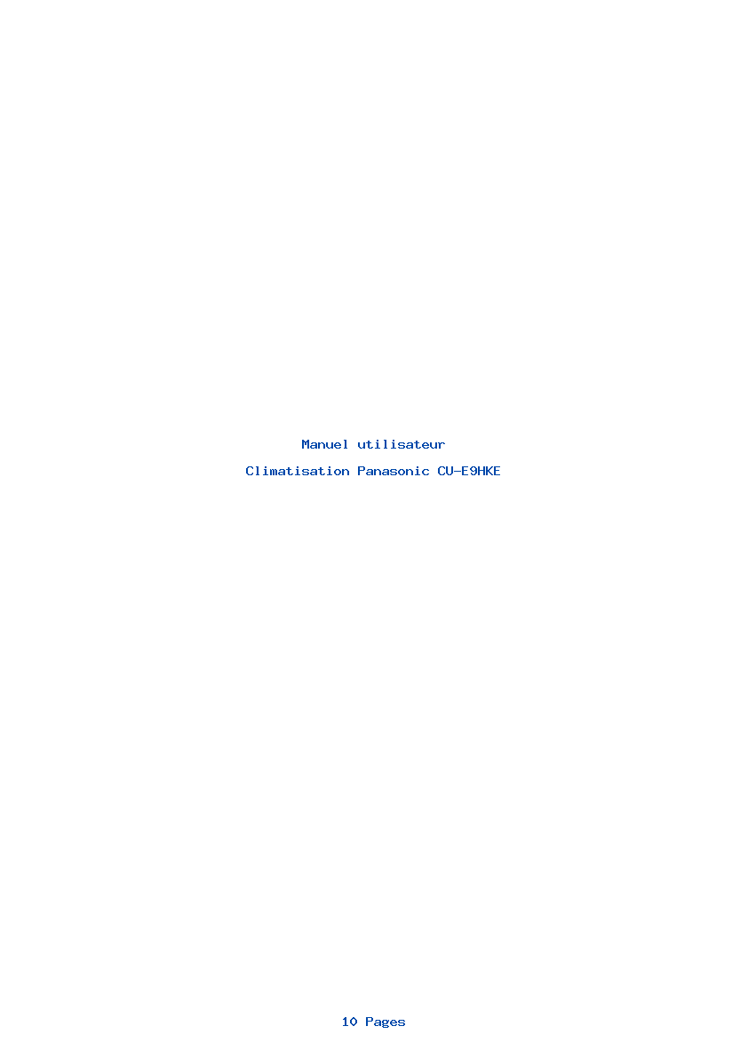 Page 1 de la notice Manuel utilisateur Panasonic CU-E9HKE