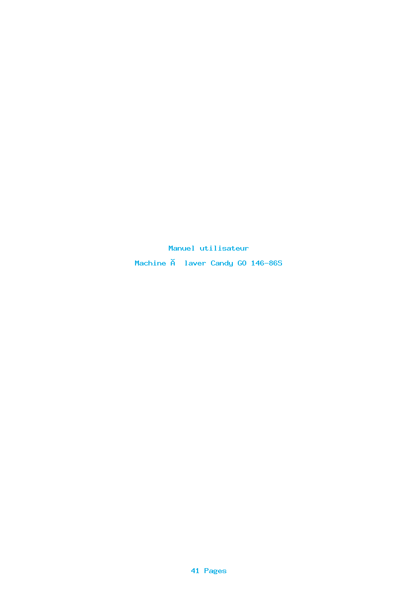 Page 1 de la notice Manuel utilisateur Candy GO 146-86S