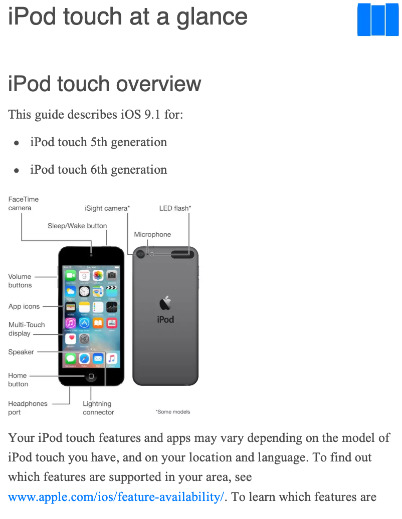 Page 1 of the manual User Manual Apple iPod Touch