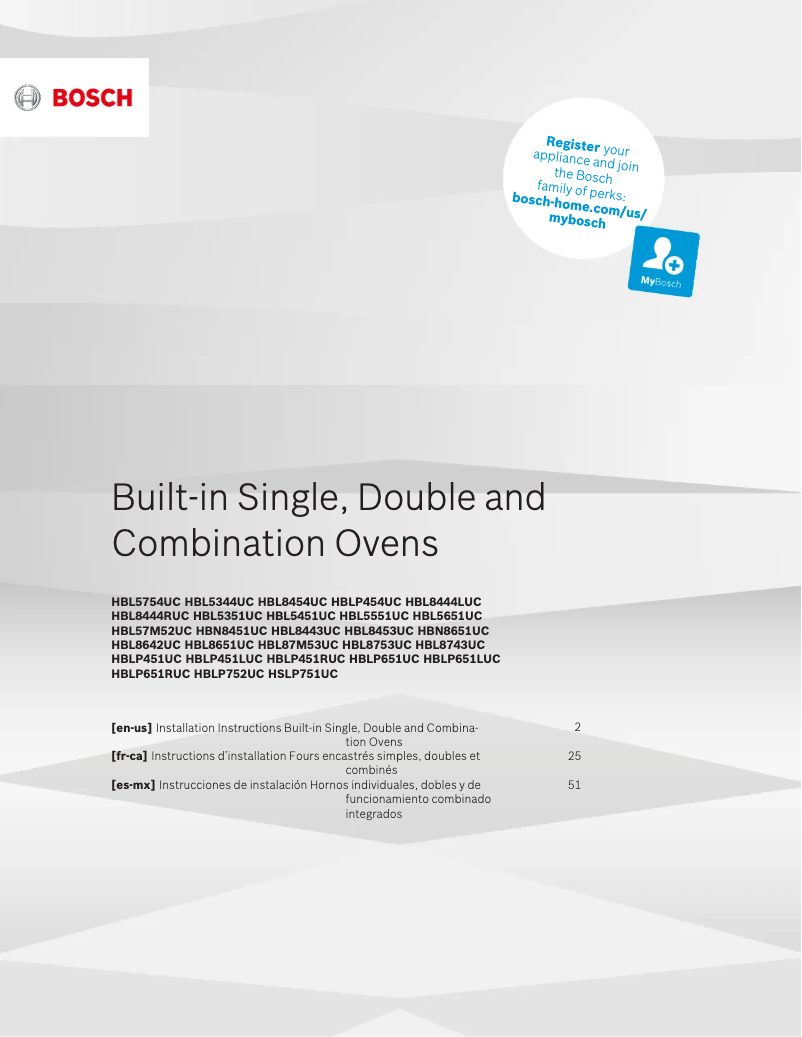 Page 1 of the manual Installation Guide Bosch HBLP451UC