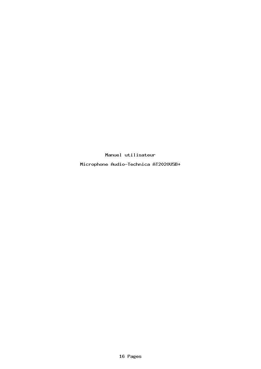 Page 1 de la notice Manuel utilisateur Audio-Technica AT2020USB+