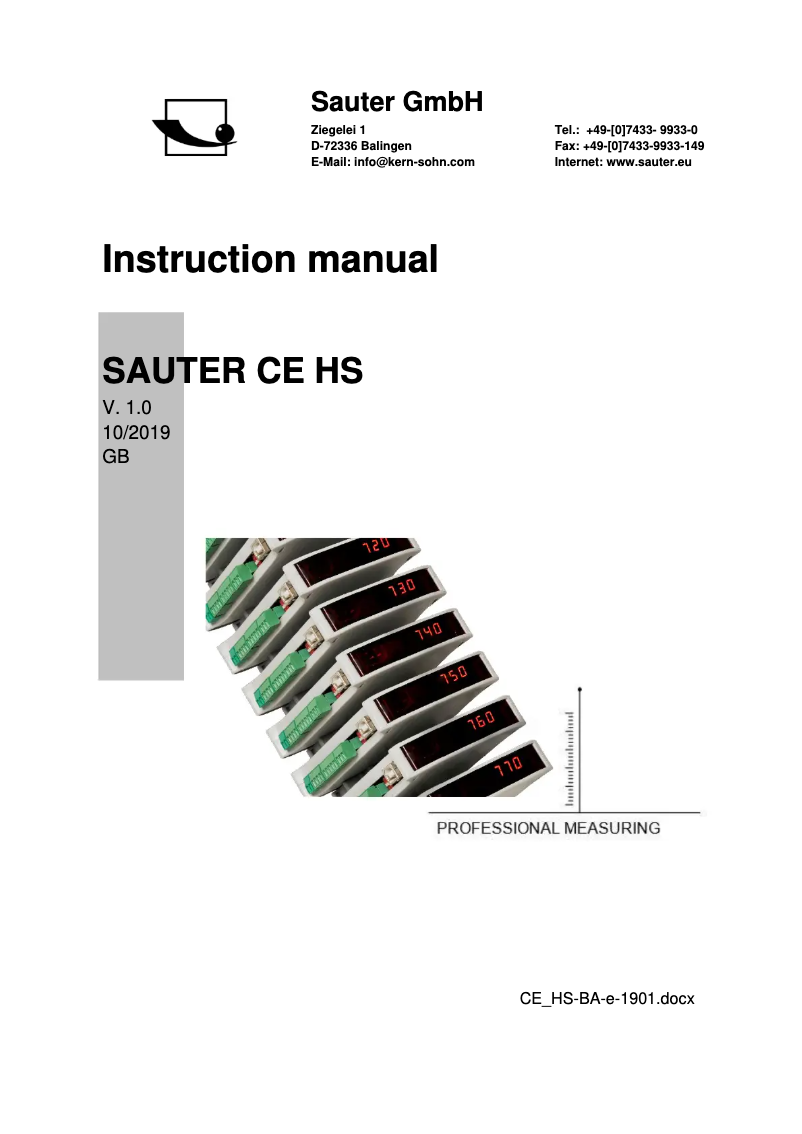 Page 1 de la notice Manuel utilisateur Kern CE HSR