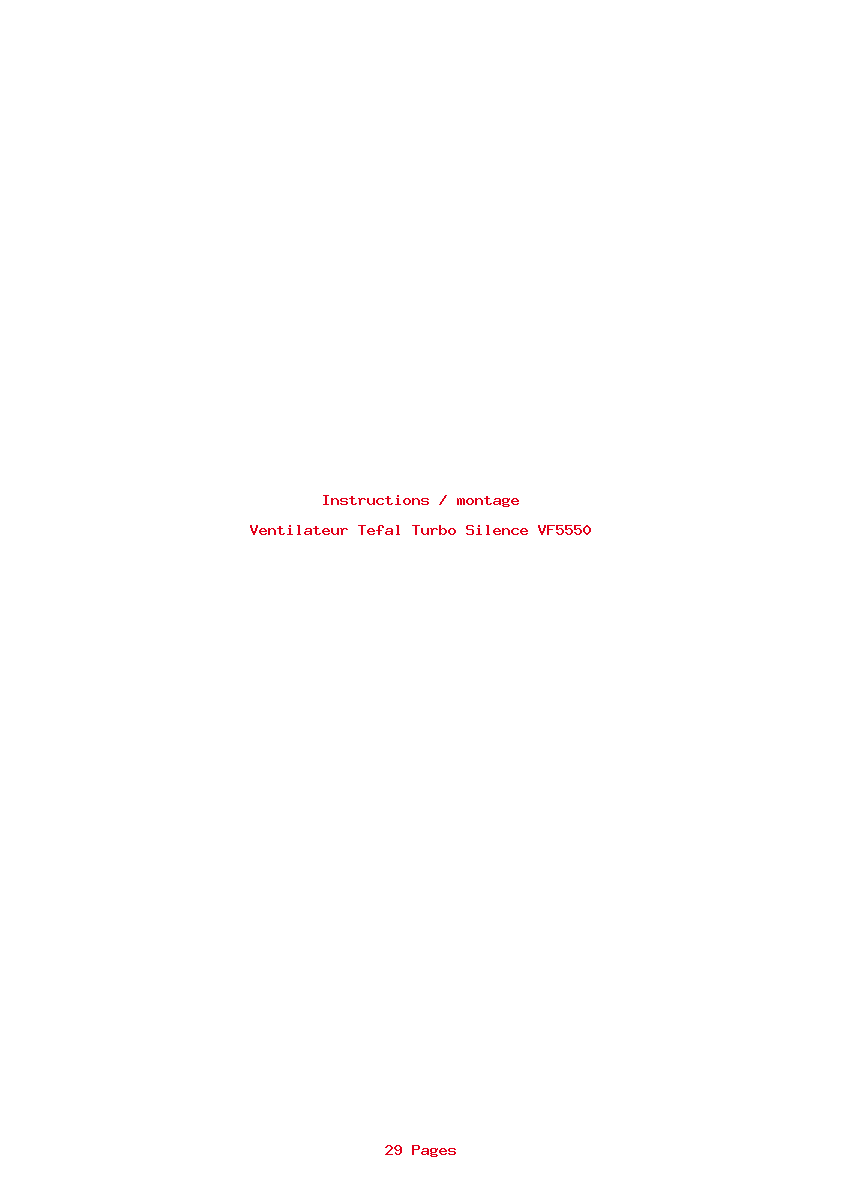 Page 1 de la notice Instructions / montage Tefal Turbo Silence VF5550