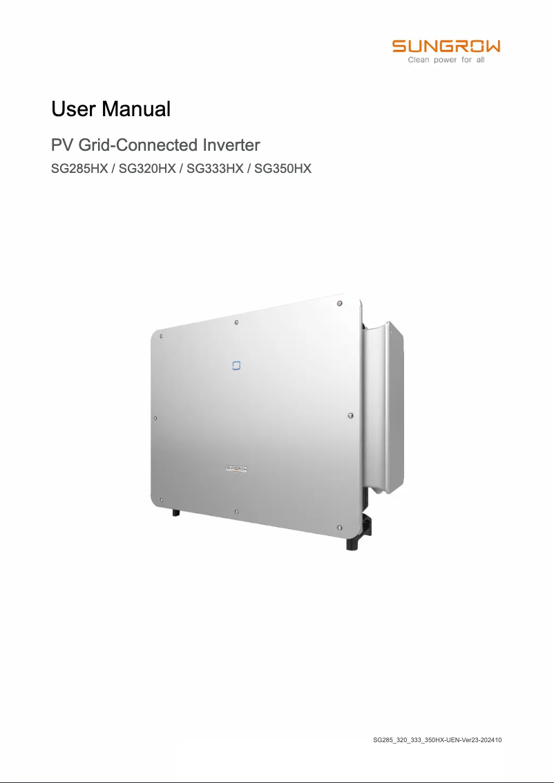 Página 1 del manual Manual de usuario Sungrow SG333HX