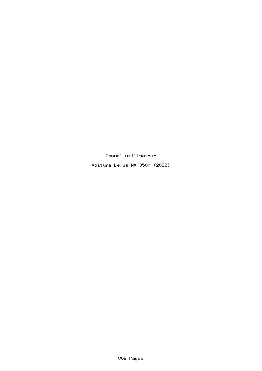 Page 1 de la notice Manuel utilisateur Lexus NX 350h (2022)