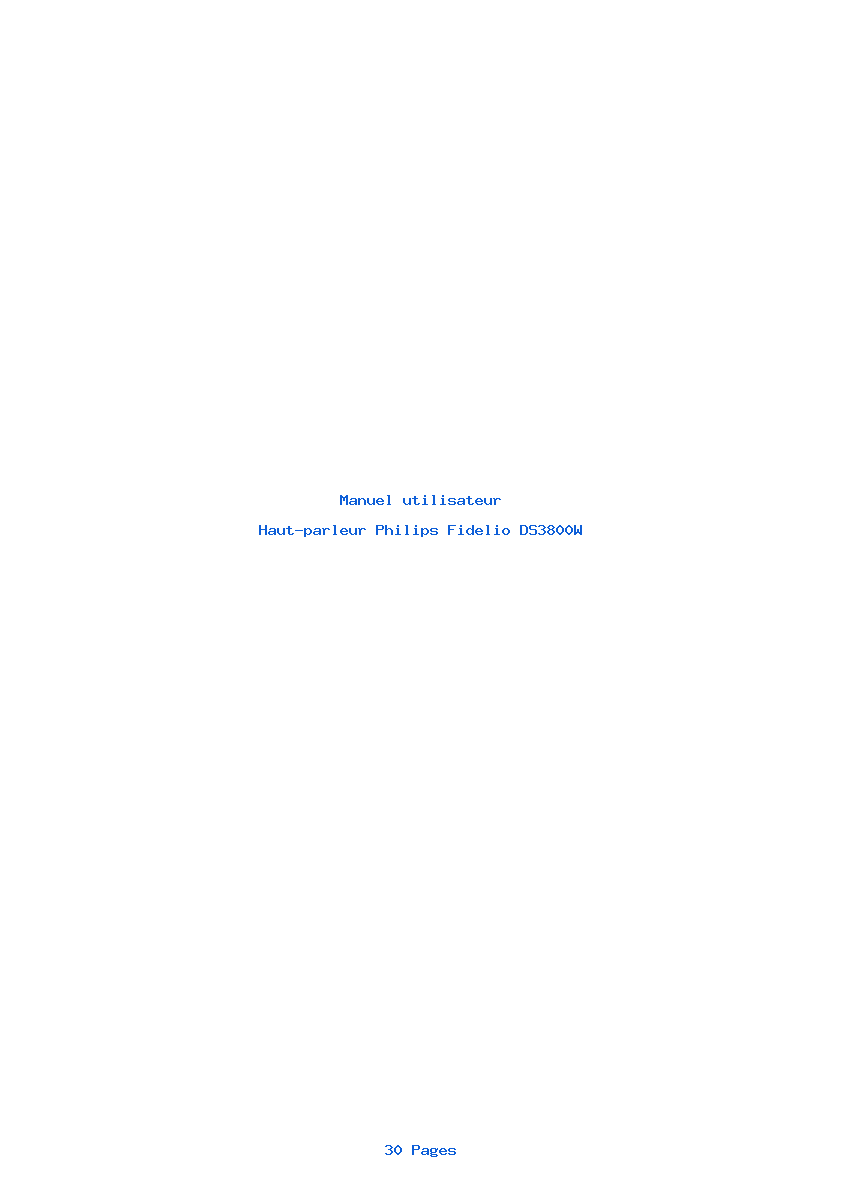 Page 1 de la notice Manuel utilisateur Philips Fidelio DS3800W