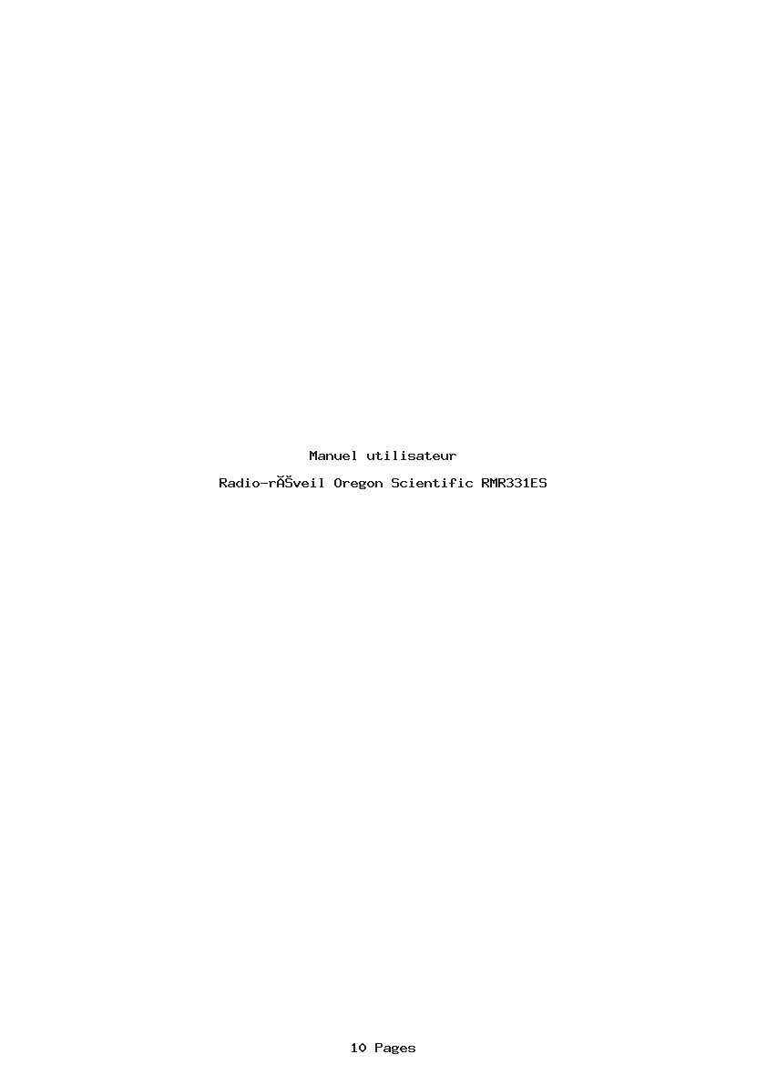 Page 1 de la notice Manuel utilisateur Oregon Scientific RMR331ES
