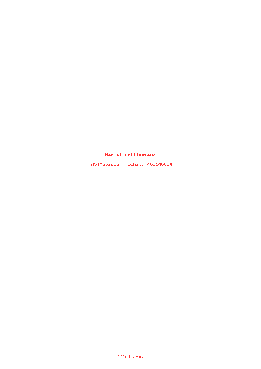 Page 1 de la notice Manuel utilisateur Toshiba 40L1400UM
