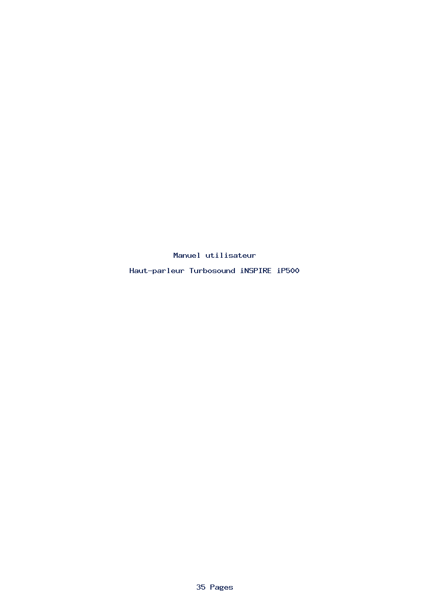 Page 1 de la notice Manuel utilisateur Turbosound iNSPIRE iP500