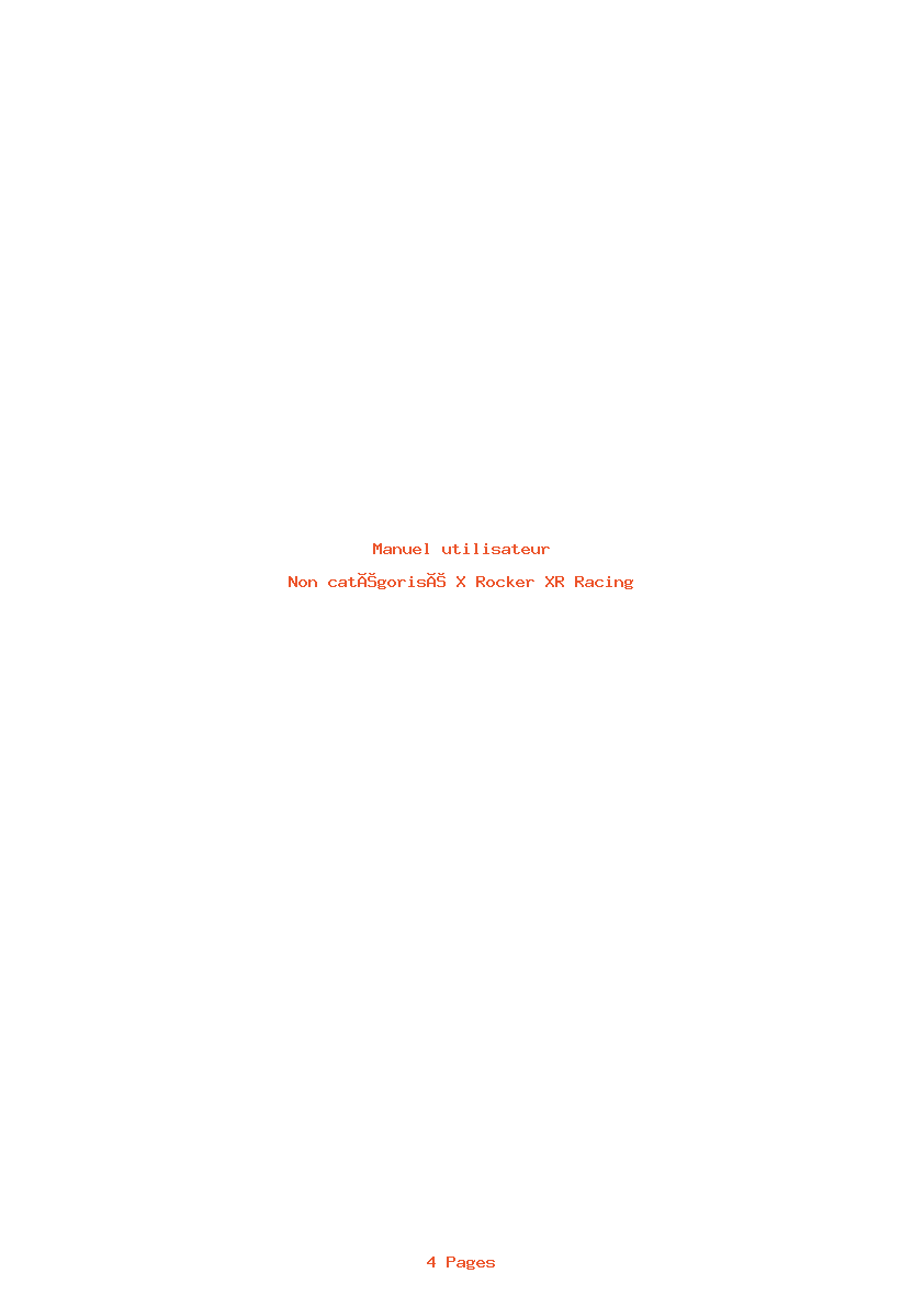 Page 1 de la notice Manuel utilisateur X Rocker XR Racing