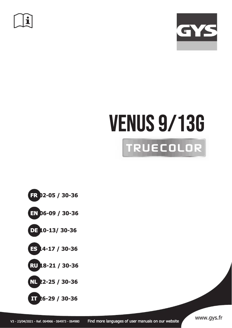 Página 1 del manual Manual de usuario GYS Venus 9/13 G