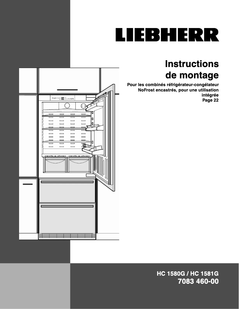 Page 1 de la notice Guide d'installation Liebherr HC 1581G