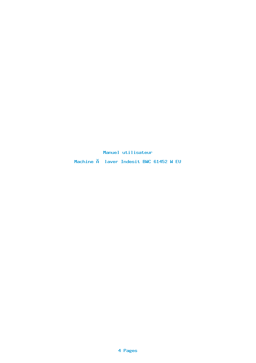 Page 1 de la notice Manuel utilisateur Indesit BWC 61452 W EU