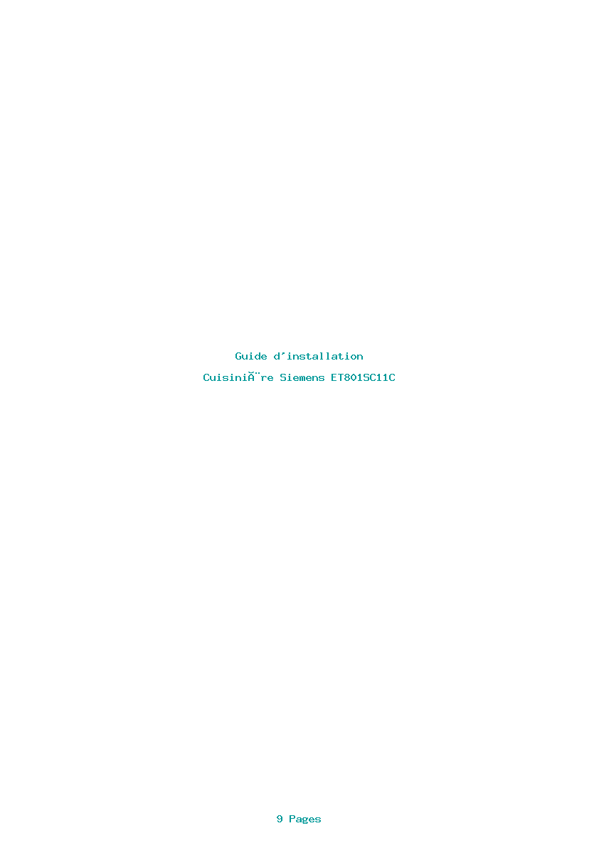 Page 1 de la notice Guide d'installation Siemens ET801SC11C
