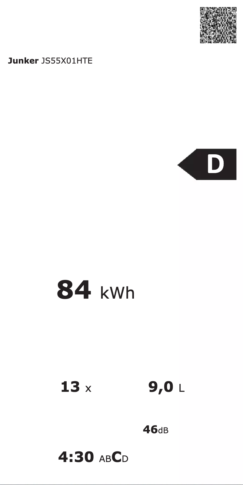 Page 1 de la notice Label énergétique Junker JS55X01HTE