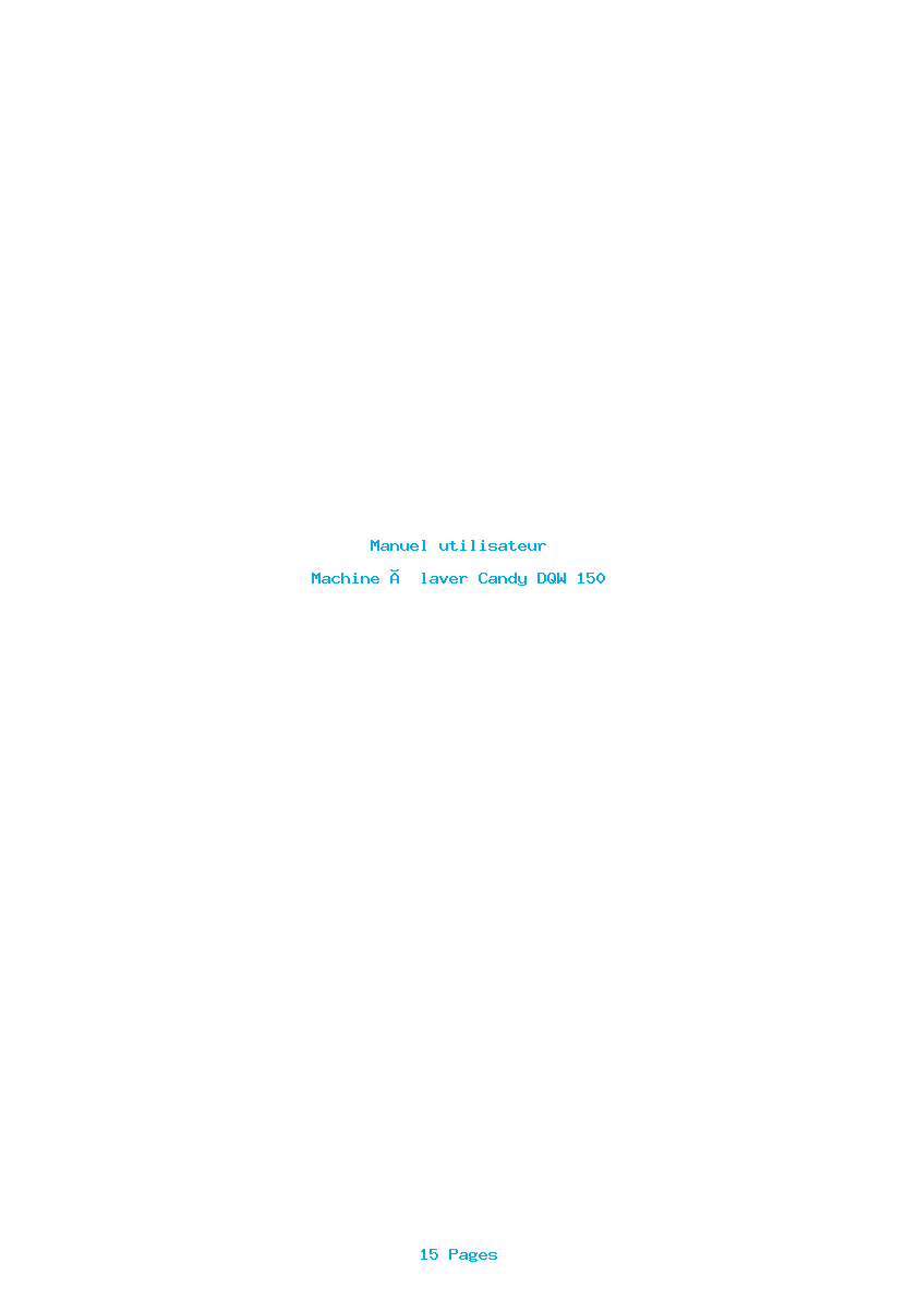 Page 1 de la notice Manuel utilisateur Candy DQW 150