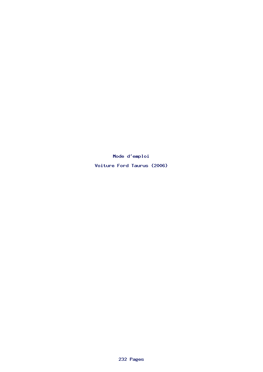Page 1 de la notice Mode d'emploi Ford Taurus (2006)