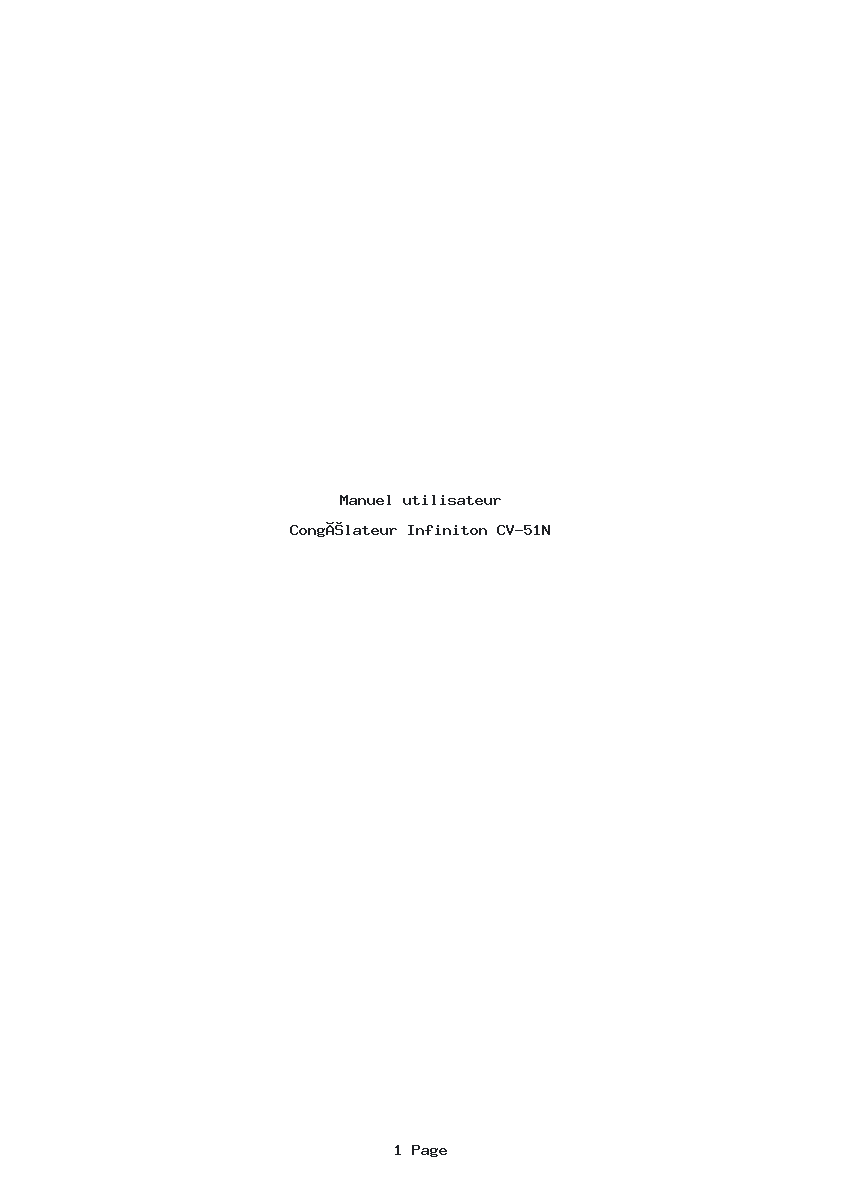 Page 1 de la notice Manuel utilisateur Infiniton CV-51N