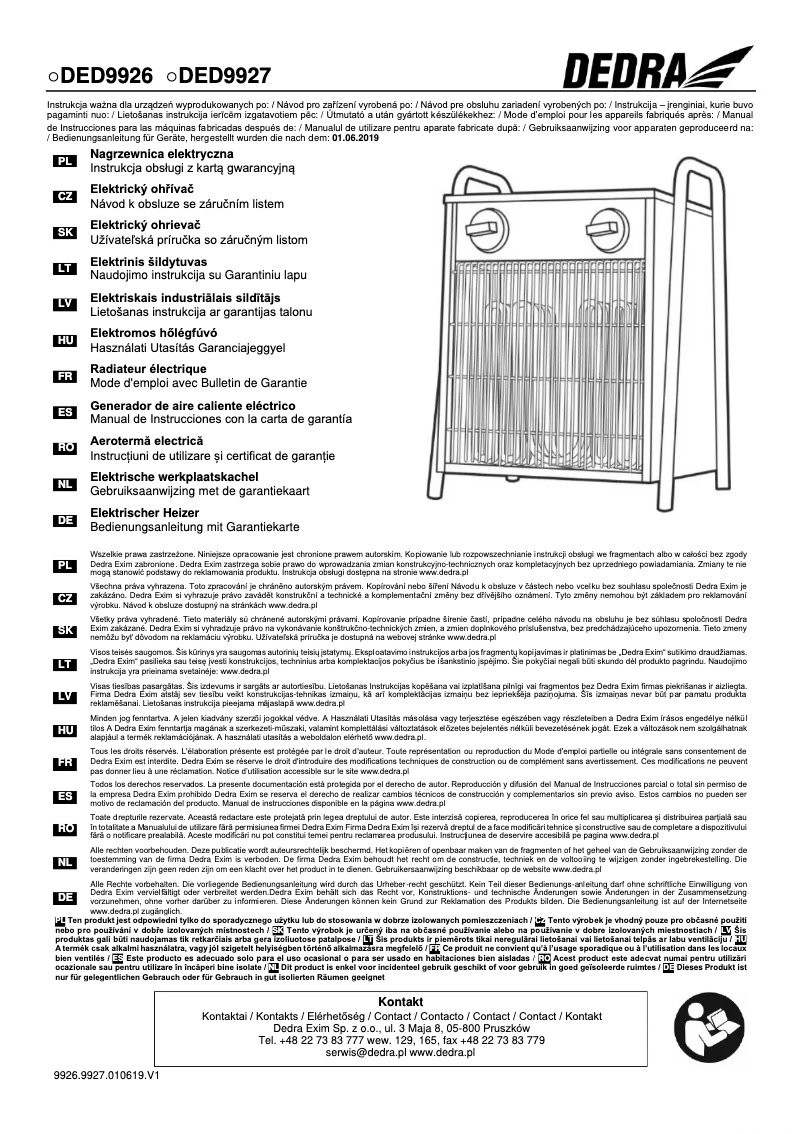 Page 1 of the manual User Manual DEDRA DED9926