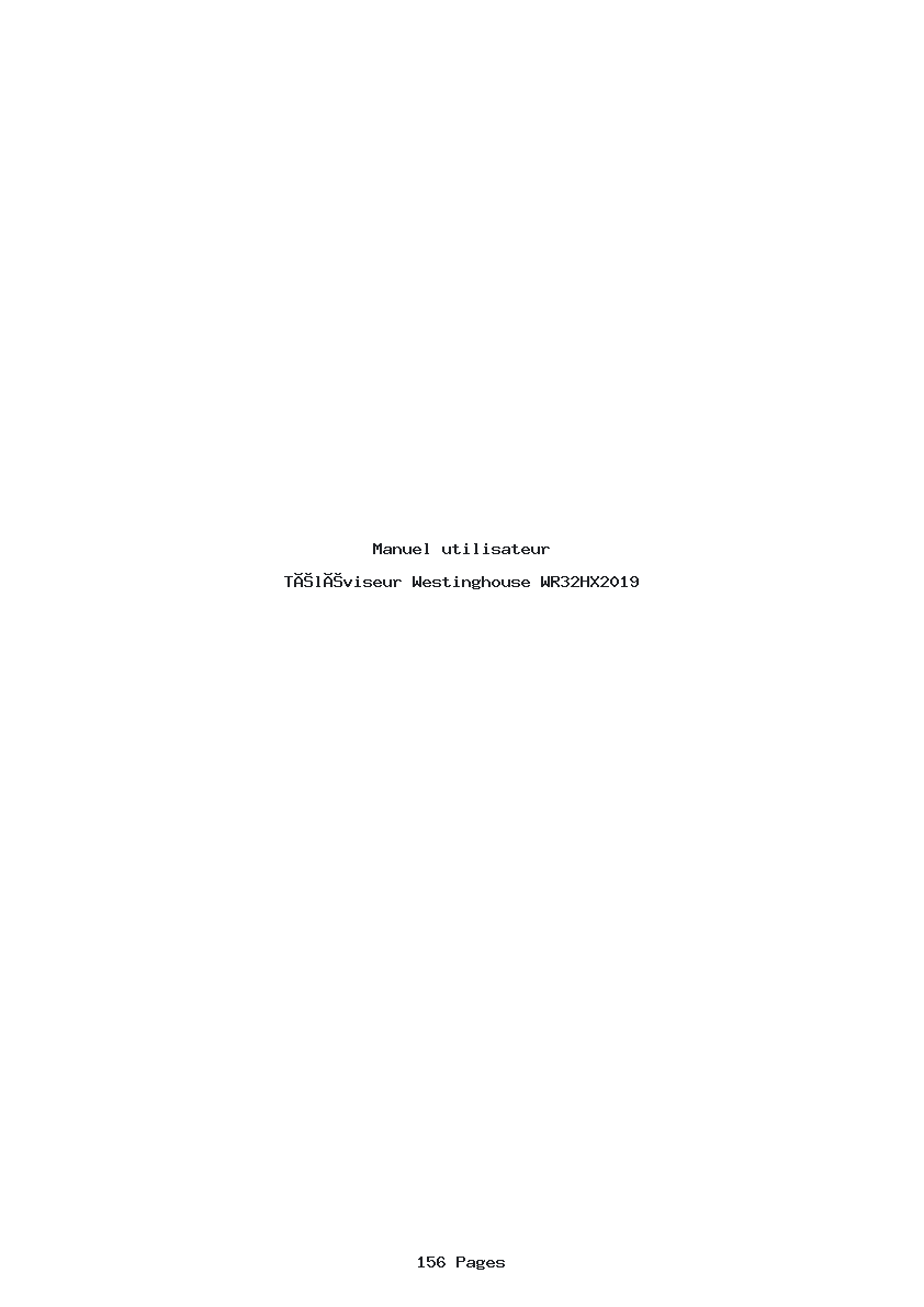 Page 1 de la notice Manuel utilisateur Westinghouse WR32HX2019