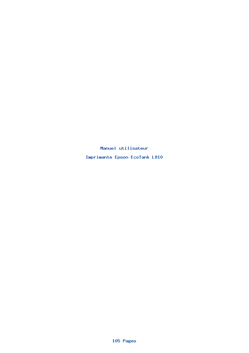 Page 1 de la notice Manuel utilisateur Epson EcoTank L810