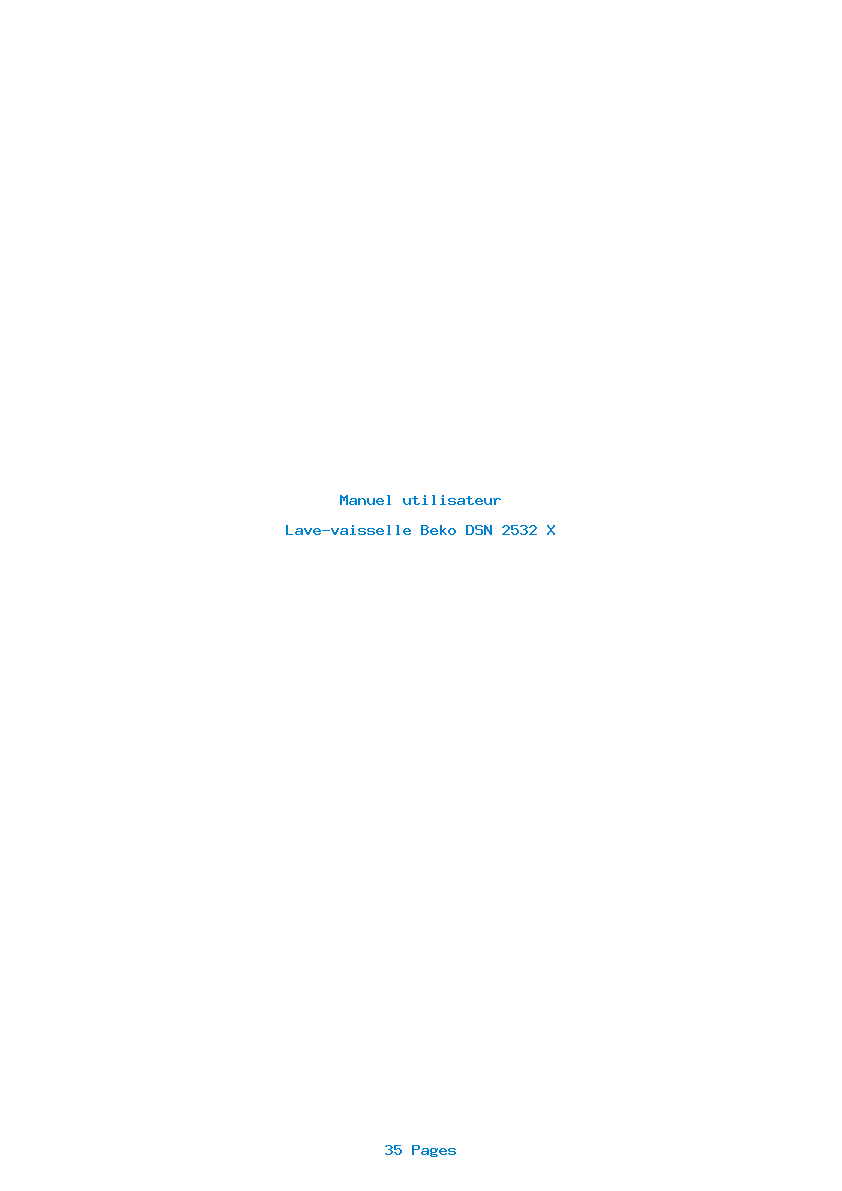 Page 1 de la notice Manuel utilisateur Beko DSN 2532 X