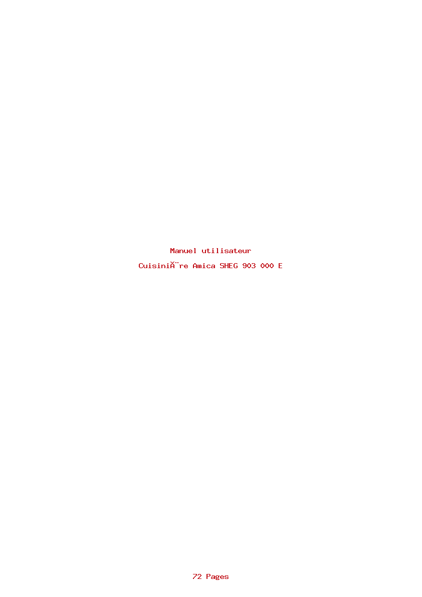 Page 1 de la notice Manuel utilisateur Amica SHEG 903 000 E