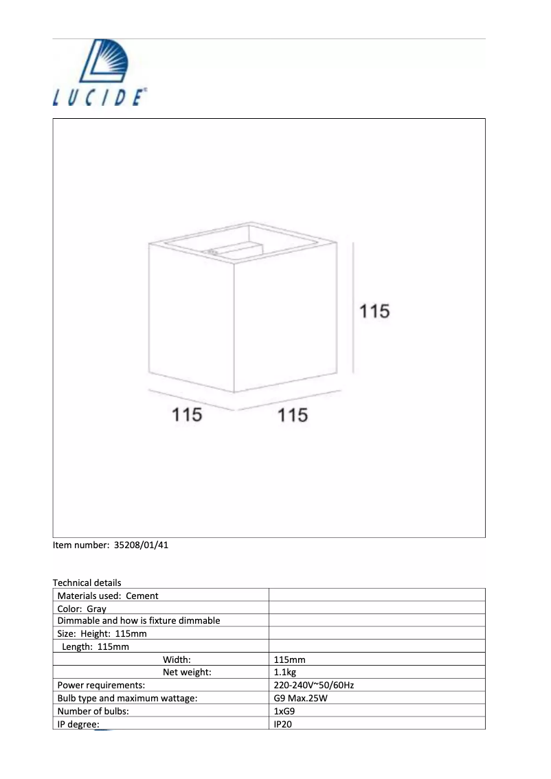 Page 1 de la notice Manuel utilisateur Eglo Gipsy