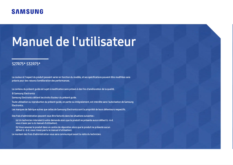 Page 1 de la notice Manuel utilisateur Samsung S32R754UEU