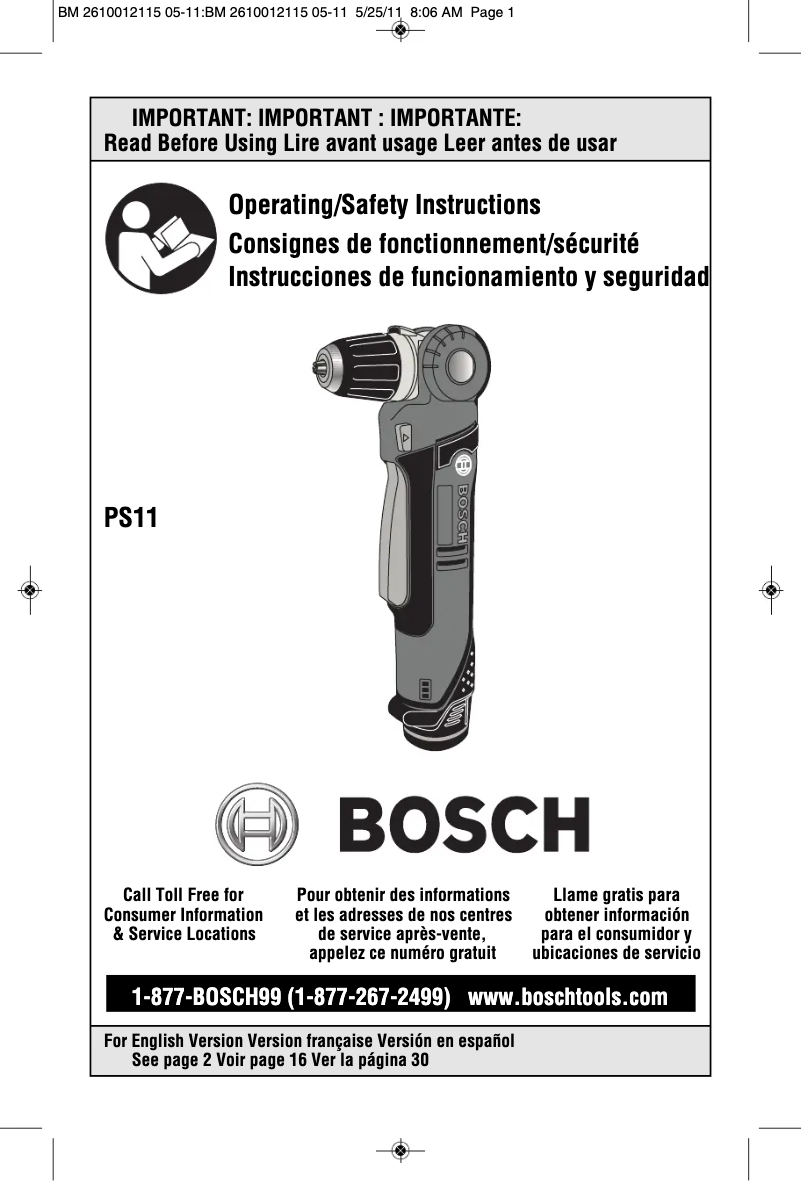 Page 1 of the manual User Manual Bosch PS11BN